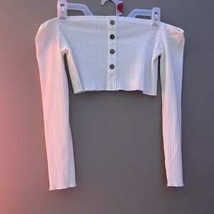 White Long Sleeve crop button down size small